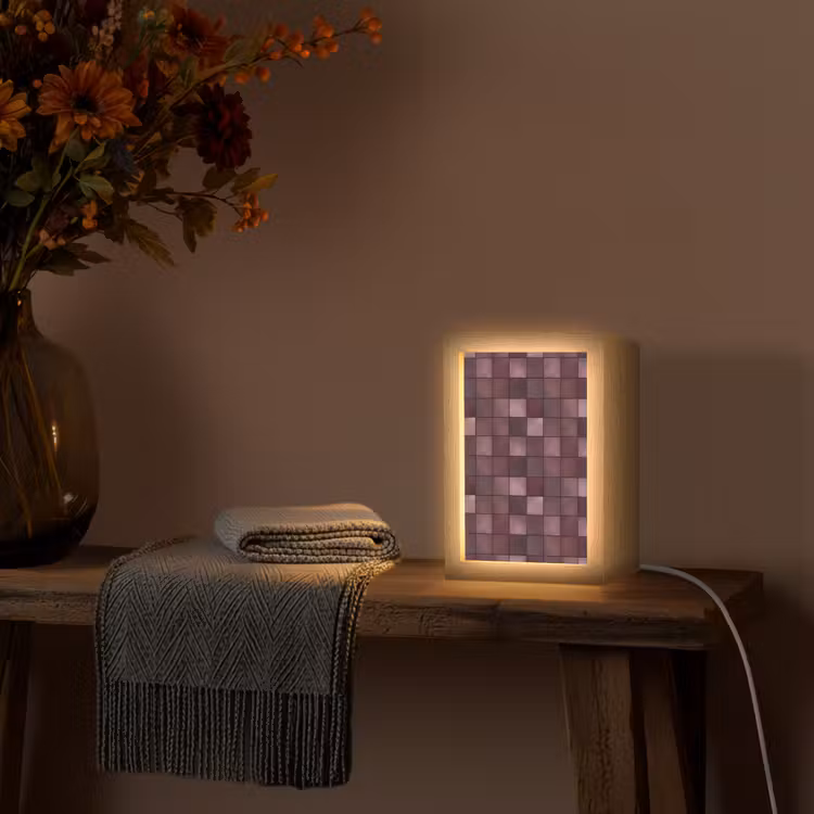 Vierkant - Tegel - Patroon - Paars Light Box met kabel (Tafellamp) klein 925 -sfeer4