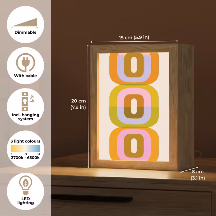 Stapel - Vormen - Geblokt - Oranje Light Box met kabel (Tafellamp) klein -USP_EN