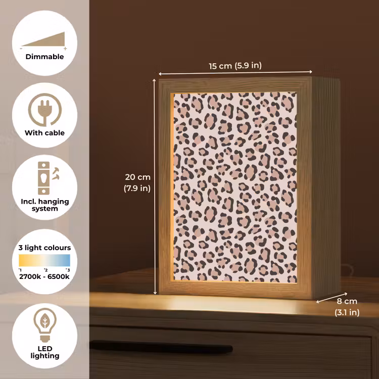 Vlekken - Beige - Luipaard Light Box met kabel (Tafellamp) klein 925 -USP_EN