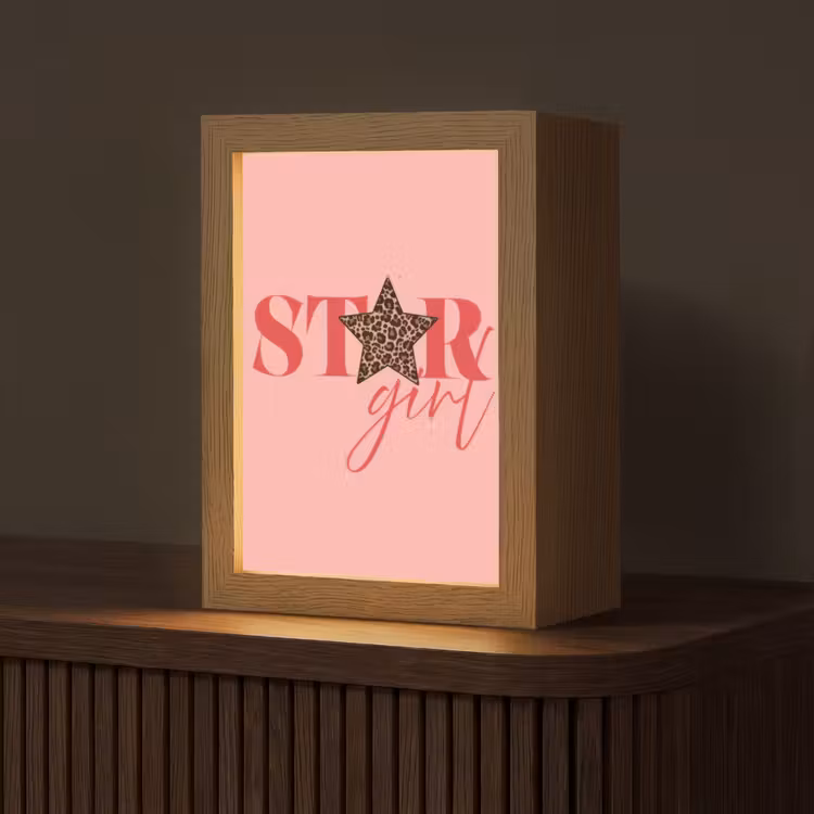 Star girl - Roze - Panter - Ster Light Box met kabel (Tafellamp) klein -z3d_website