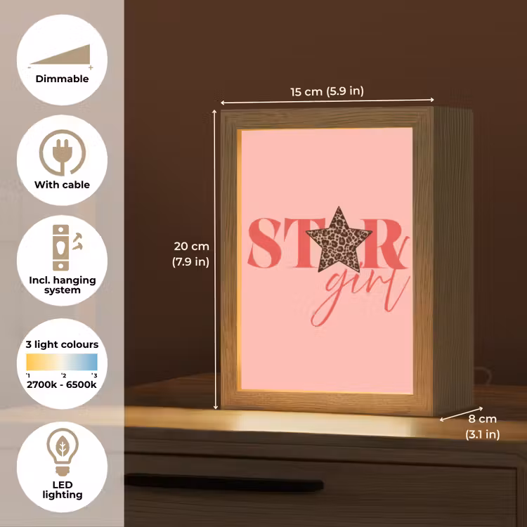 Star girl - Roze - Panter - Ster Light Box met kabel (Tafellamp) klein -USP_EN