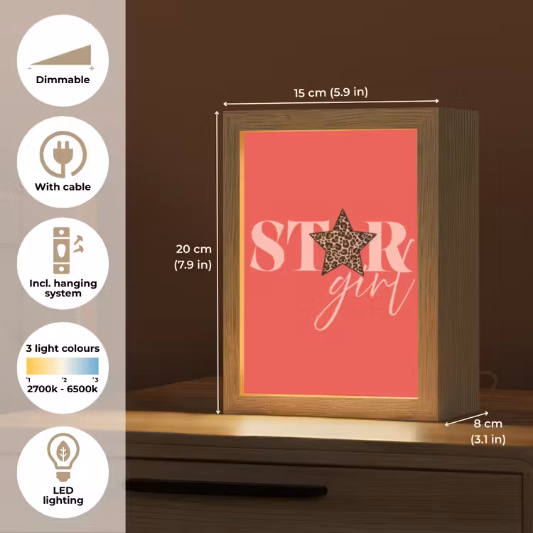 Star girl - Rood - Panter - Ster Light Box met kabel (Tafellamp) klein -USP_EN