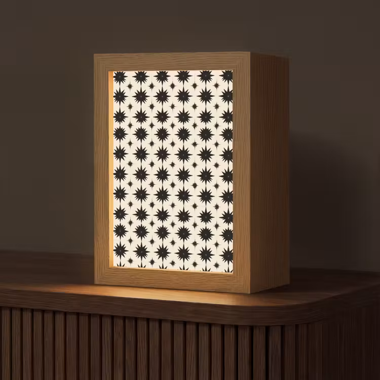 Stervormen - Geometrisch - Zwart Light Box met kabel (Tafellamp) klein 925 -z3d_website