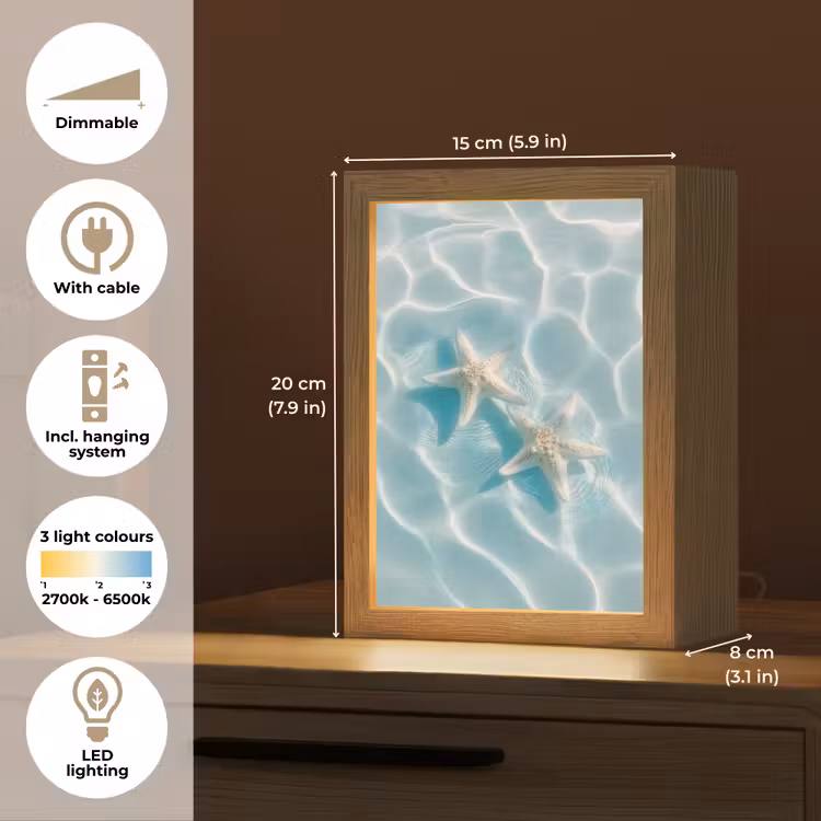 Zeesterren - Golvend water - Rustgevend Light Box met kabel (Tafellamp) klein -USP_EN
