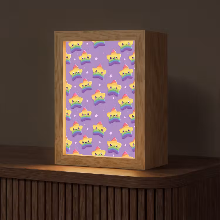 Sterren - Regenboog - Paars Light Box met kabel (Tafellamp) klein 925 -z3d_website
