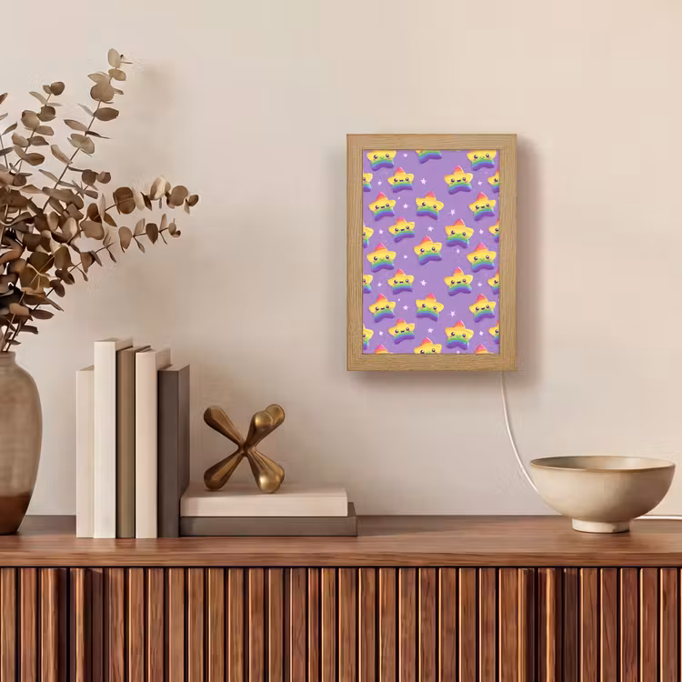 Sterren - Regenboog - Paars Light Box met kabel (Tafellamp) klein 925 -sfeer2