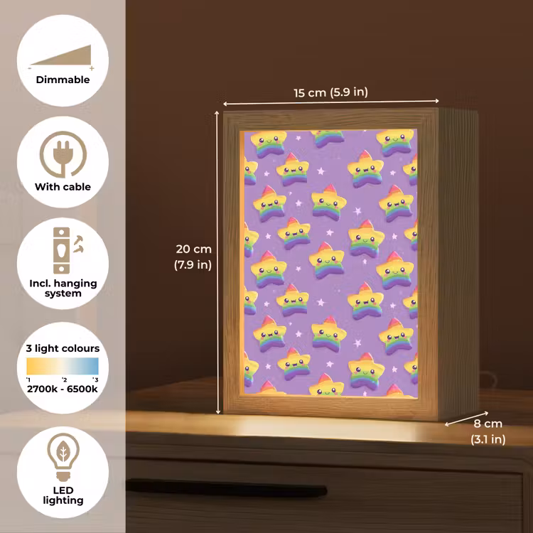 Sterren - Regenboog - Paars Light Box met kabel (Tafellamp) klein 925 -USP_EN
