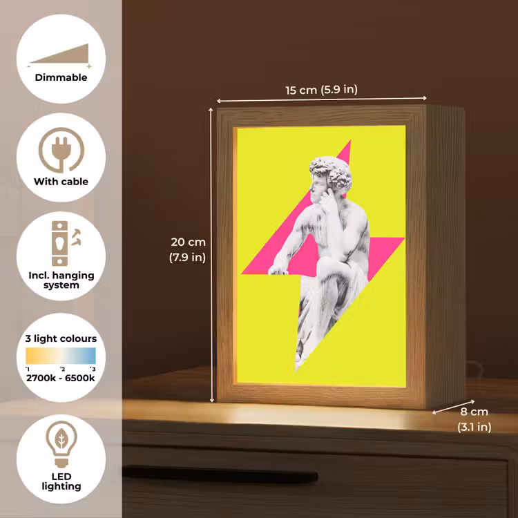 Beeld - Man - Bliksemschicht - Geel Light Box met kabel (Tafellamp) klein -USP_EN