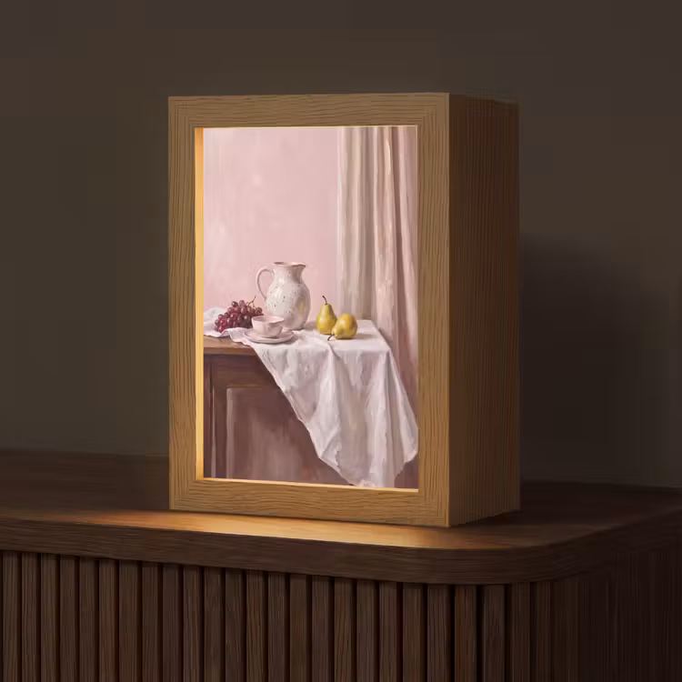 Table Lamp - Still Life - Fruit - Pink - Stilleven - Fruit - Roze Light Box met kabel (Tafellamp) klein