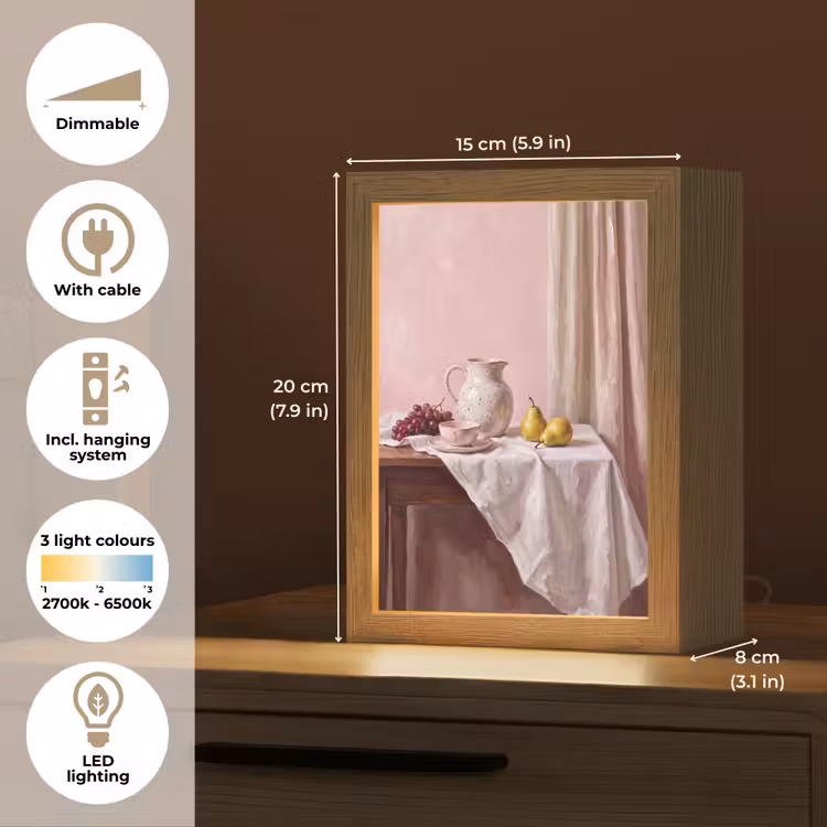 Table Lamp - Still Life - Fruit - Pink - Stilleven - Fruit - Roze Light Box met kabel (Tafellamp) klein