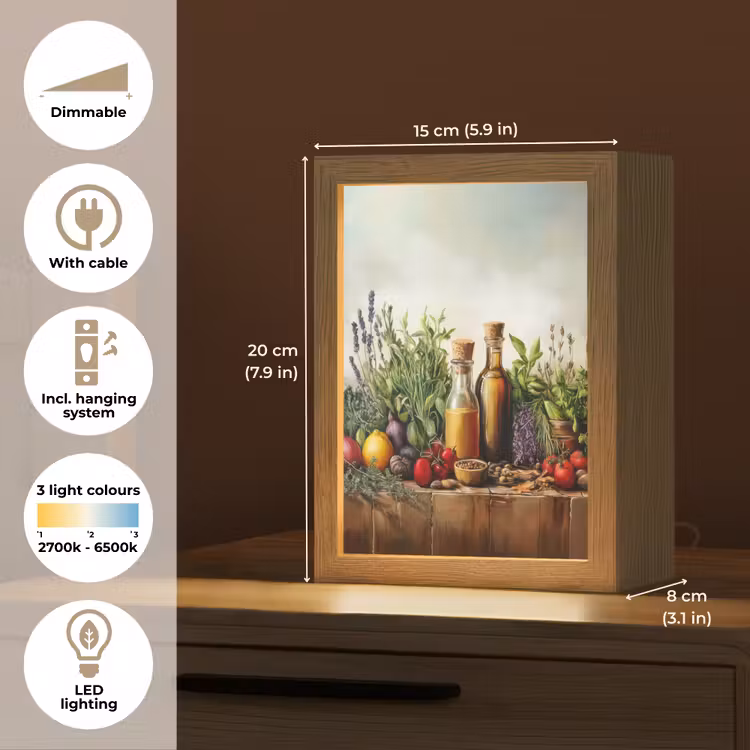Stilleven - Kruiden - Specerijen - Fruit - Kleurrijk Light Box met kabel (Tafellamp) klein -USP_EN