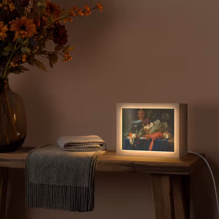 Stilleven met een gouden bokaal - Schilderij - Oude meesters Light Box met kabel (Tafellamp) klein -sfeer4