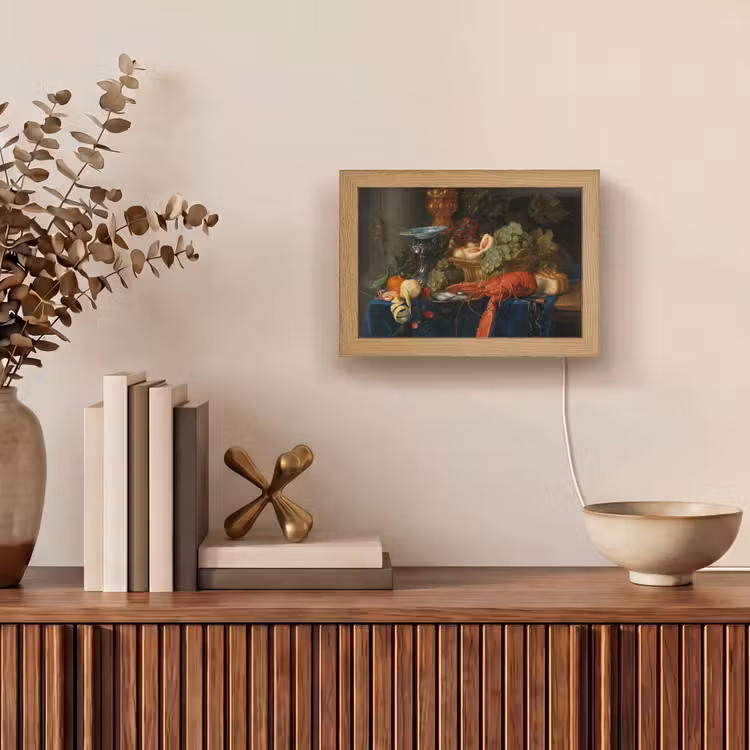 Stilleven met een gouden bokaal - Schilderij - Oude meesters Light Box met kabel (Tafellamp) klein -sfeer2