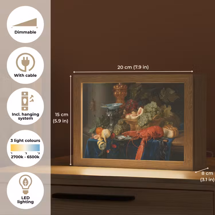Stilleven met een gouden bokaal - Schilderij - Oude meesters Light Box met kabel (Tafellamp) klein -USP_EN