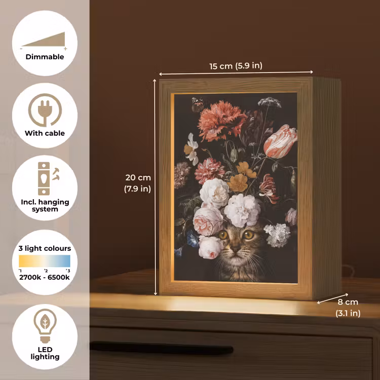 Stilleven met bloemen - Jan Davidsz de Heem - Kat Light Box met kabel (Tafellamp) klein -USP_EN
