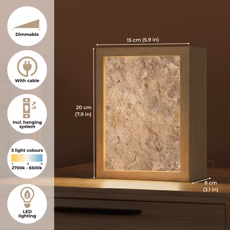 Steen - Natuur - Textuur - Abstract - Bruin Light Box met kabel (Tafellamp) klein -USP_EN