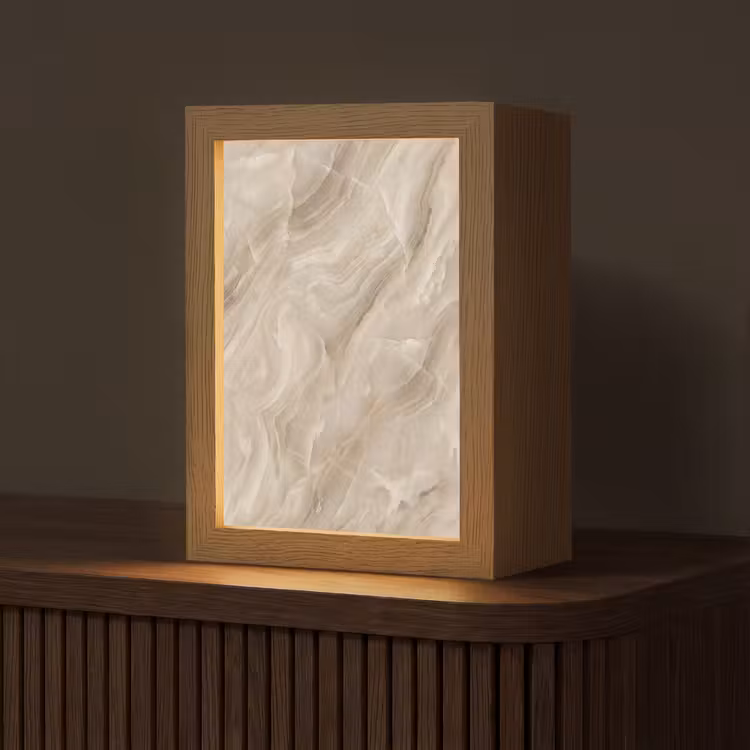 Steen - Golvend - Abstract - Beige Light Box met kabel (Tafellamp) klein -z3d_website