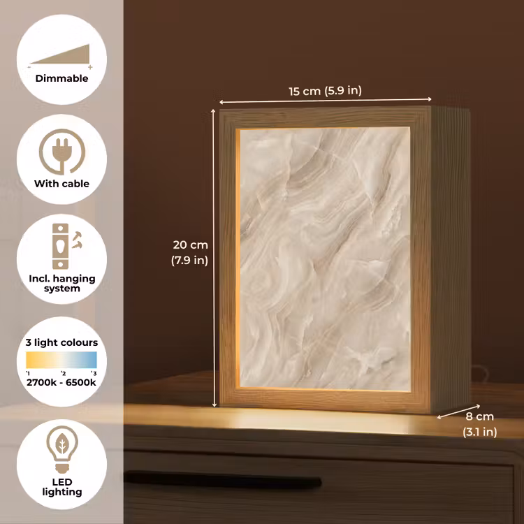 Steen - Golvend - Abstract - Beige Light Box met kabel (Tafellamp) klein -USP_EN