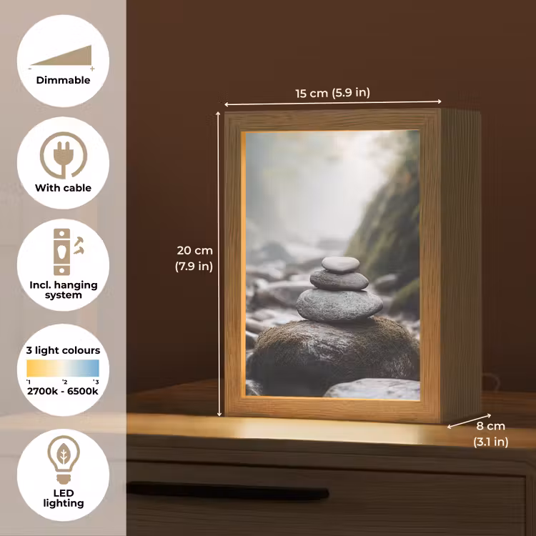 Stenen - Stapel - Natuur Light Box met kabel (Tafellamp) klein -USP_EN