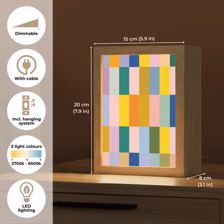Stroken - Blauw - Patroon - Abstract Light Box met kabel (Tafellamp) klein -USP_EN