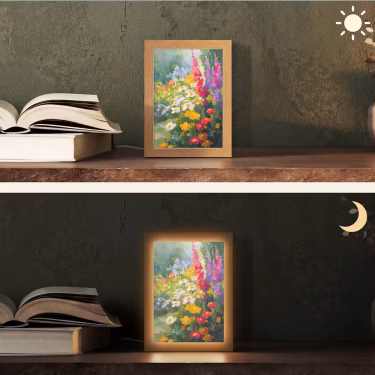 Zomertuin - Sfeervol - Bloemen Light Box met kabel (Tafellamp) klein -sfeer3
