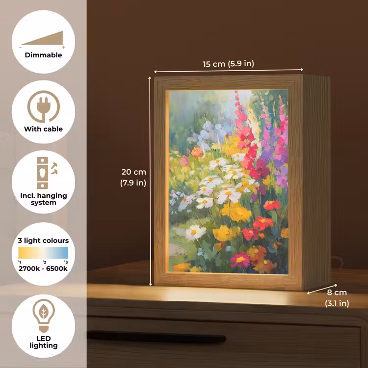 Zomertuin - Sfeervol - Bloemen Light Box met kabel (Tafellamp) klein -USP_EN
