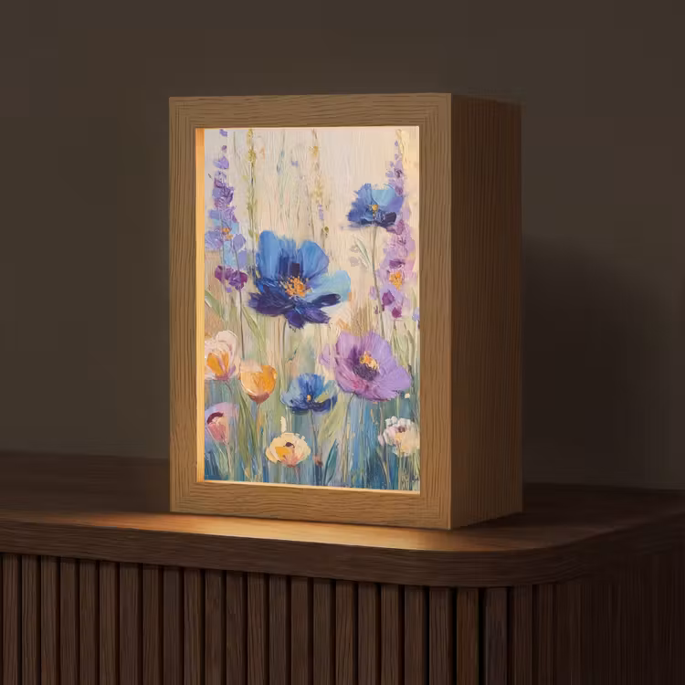Zomers - Wilde bloemen - Penseelstreken Light Box met kabel (Tafellamp) klein -z3d_website