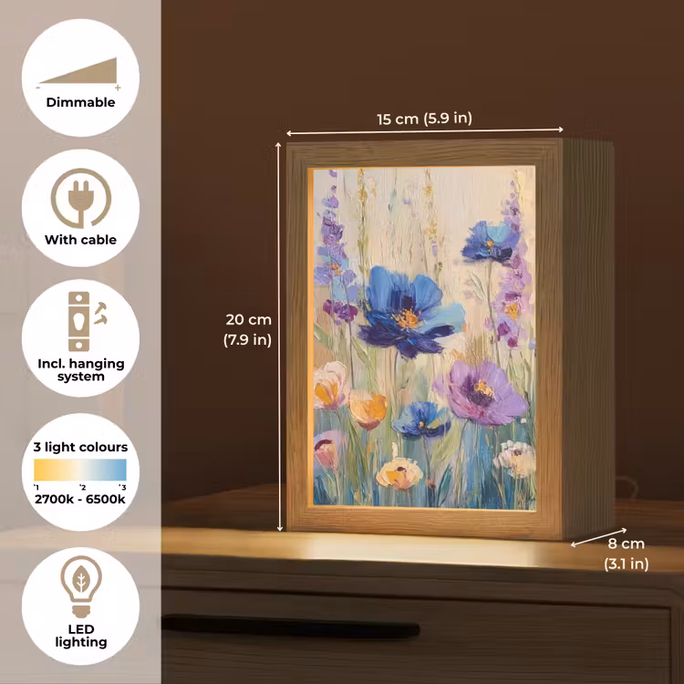 Zomers - Wilde bloemen - Penseelstreken Light Box met kabel (Tafellamp) klein -USP_EN