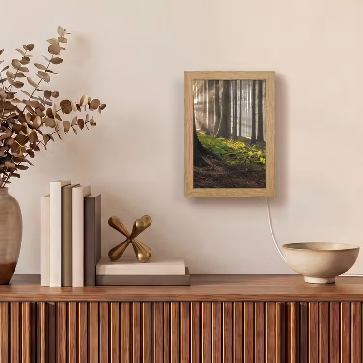 Zon - Takken - Bomen - Bos - Natuur Light Box met kabel (Tafellamp) klein -sfeer2