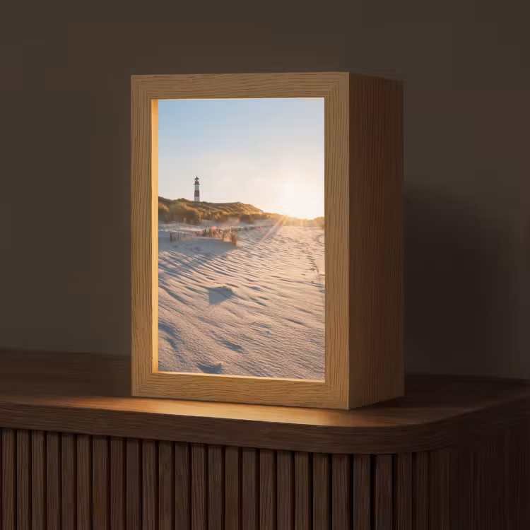 Zon - Duinen - Strand - Vuurtoren Light Box met kabel (Tafellamp) klein -z3d_website