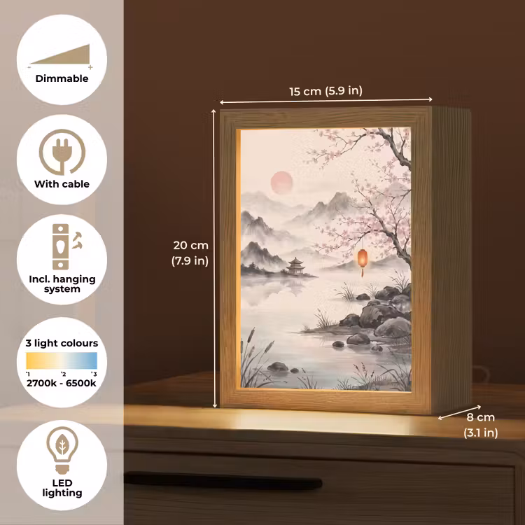 Zon - Japans - Traditioneel Light Box met kabel (Tafellamp) klein -USP_EN