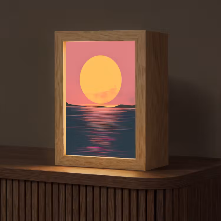 Zon - Geel - Bergen - Water Light Box met kabel (Tafellamp) klein -z3d_website