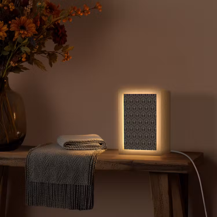 Zonnestraal - Zwart - Goud - Stippen Light Box met kabel (Tafellamp) klein 925 -sfeer4