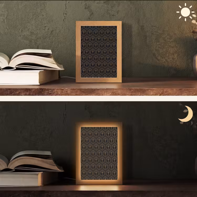 Zonnestraal - Zwart - Goud - Stippen Light Box met kabel (Tafellamp) klein 925 -sfeer3