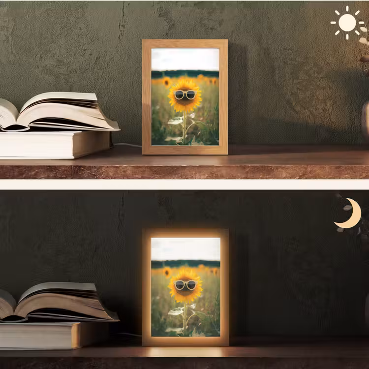 Zonnebloem - Veld - Zonnebril Light Box met kabel (Tafellamp) klein -sfeer3