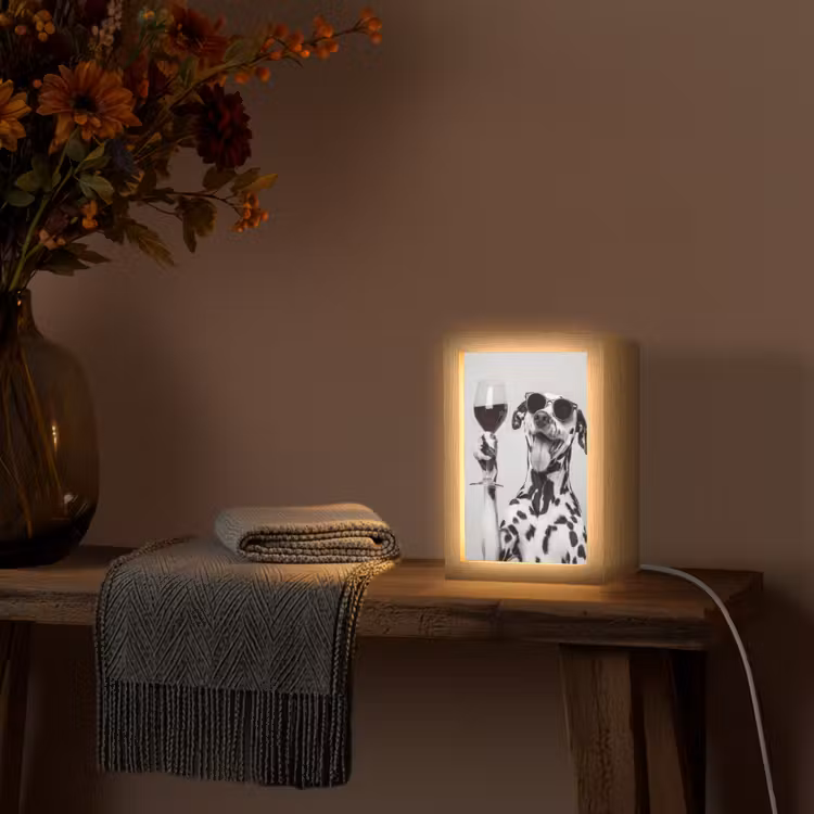 Zonnebril - Dalmatiër - Wijnglas - Tong Light Box met kabel (Tafellamp) klein -sfeer4