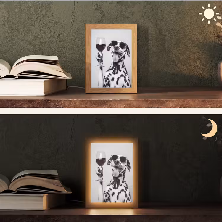 Zonnebril - Dalmatiër - Wijnglas - Tong Light Box met kabel (Tafellamp) klein -sfeer3