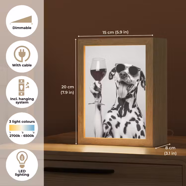 Zonnebril - Dalmatiër - Wijnglas - Tong Light Box met kabel (Tafellamp) klein -USP_EN