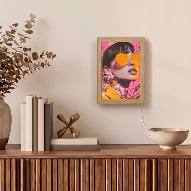 Zonnebril - Oranje - Vrouw - Planten Light Box met kabel (Tafellamp) klein -sfeer2