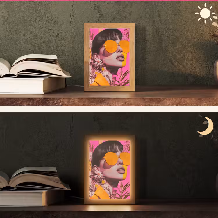 Zonnebril - Oranje - Vrouw - Planten Light Box met kabel (Tafellamp) klein -sfeer3