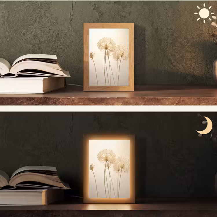 Zonlicht - Paardenbloem - Botanisch - Bloemen Light Box met kabel (Tafellamp) klein -sfeer3