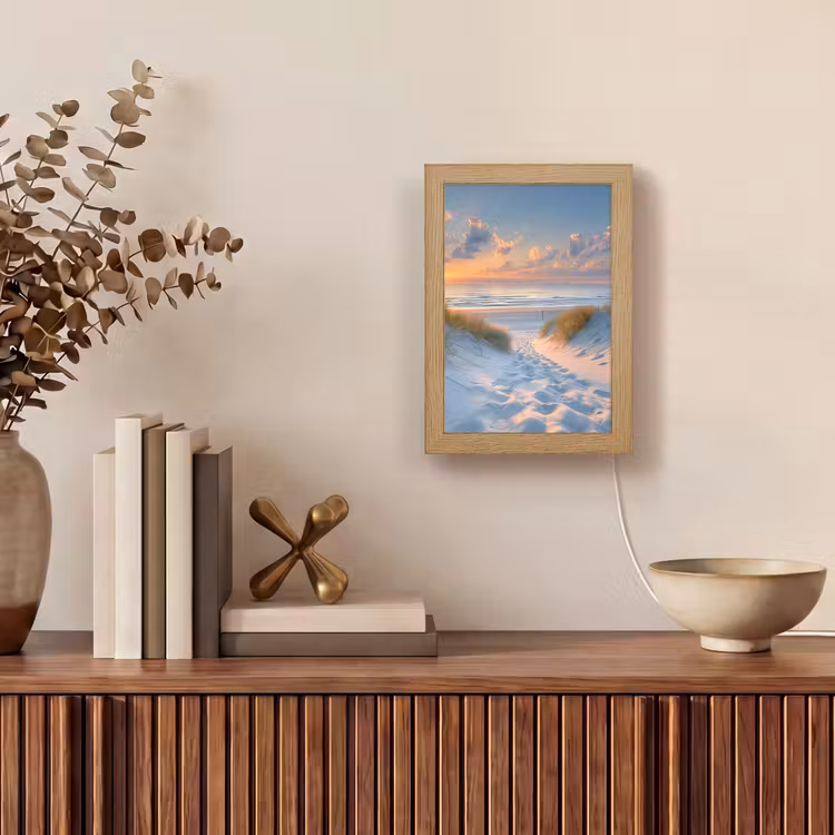 Zonsondergang - Strand - Natuur - Zee - Zomer Light Box met kabel (Tafellamp) klein -sfeer2