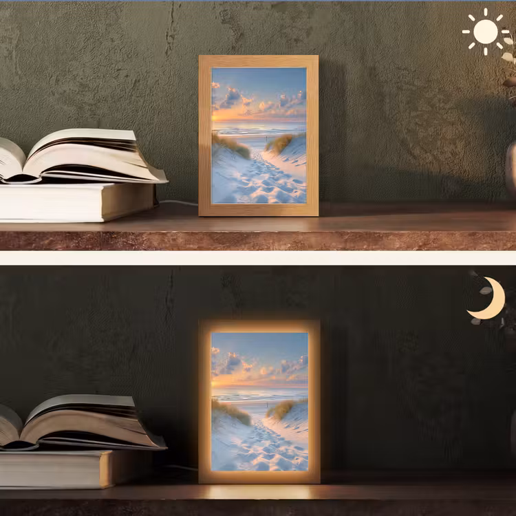 Zonsondergang - Strand - Natuur - Zee - Zomer Light Box met kabel (Tafellamp) klein -sfeer3