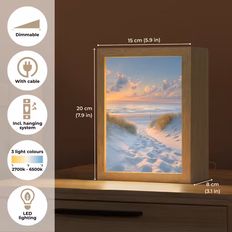 Zonsondergang - Strand - Natuur - Zee - Zomer Light Box met kabel (Tafellamp) klein -USP_EN