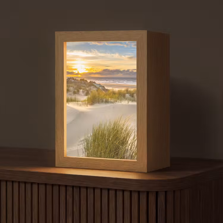 Zonsondergang - Duinen - Strand - Landschap Light Box met kabel (Tafellamp) klein -z3d_website