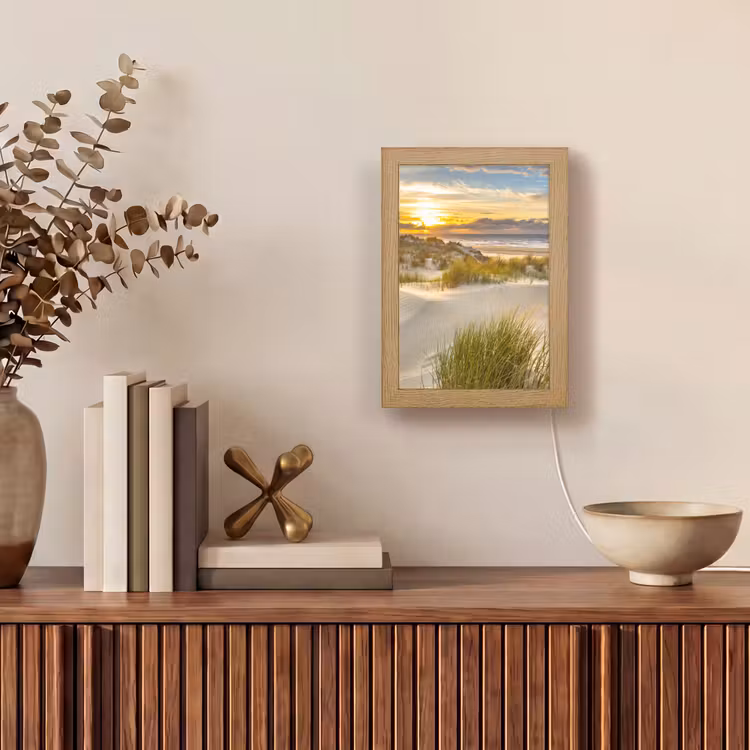 Zonsondergang - Duinen - Strand - Landschap Light Box met kabel (Tafellamp) klein -sfeer2