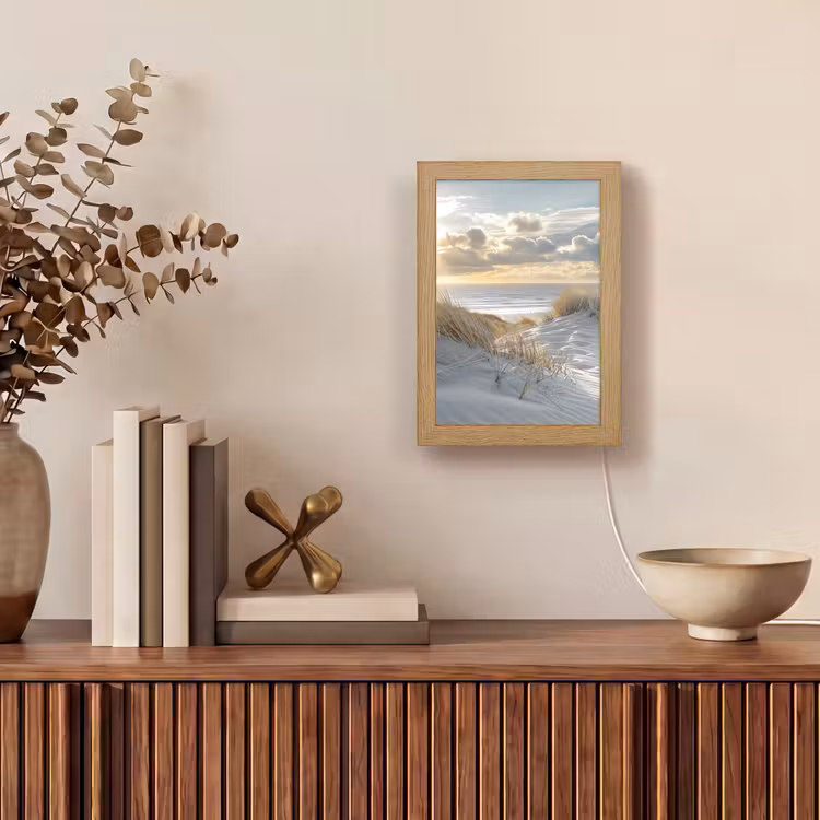 Zonsondergang - Duinen - Planten - Natuur - Strand Light Box met kabel (Tafellamp) klein -sfeer2