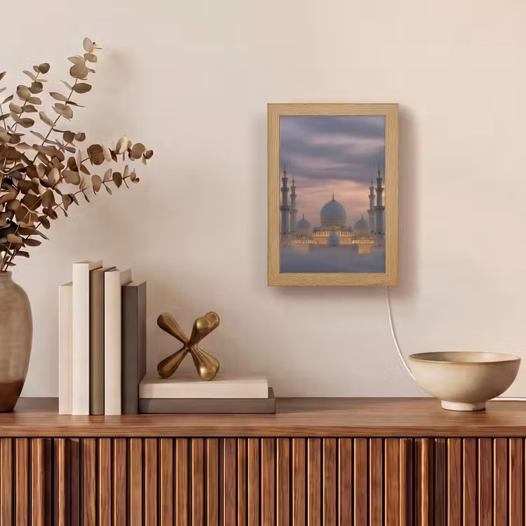 Zonsondergang - Moskee - Wolken - Islamitisch Light Box met kabel (Tafellamp) klein -sfeer2