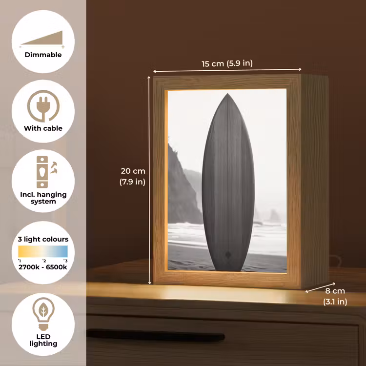 Surfplank - Zand - Zee Light Box met kabel (Tafellamp) klein -USP_EN