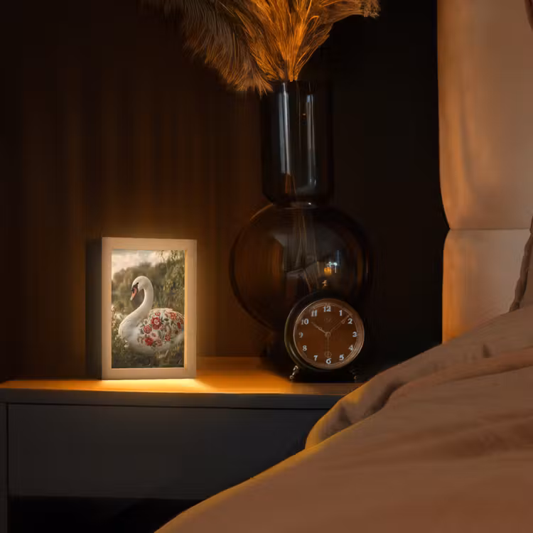 Zwaan - Bloemen - Natuur Light Box met kabel (Tafellamp) klein -sfeer1